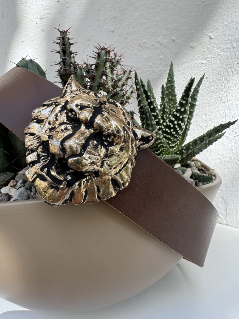 RM Leather belt gold tiger brown - Image 2