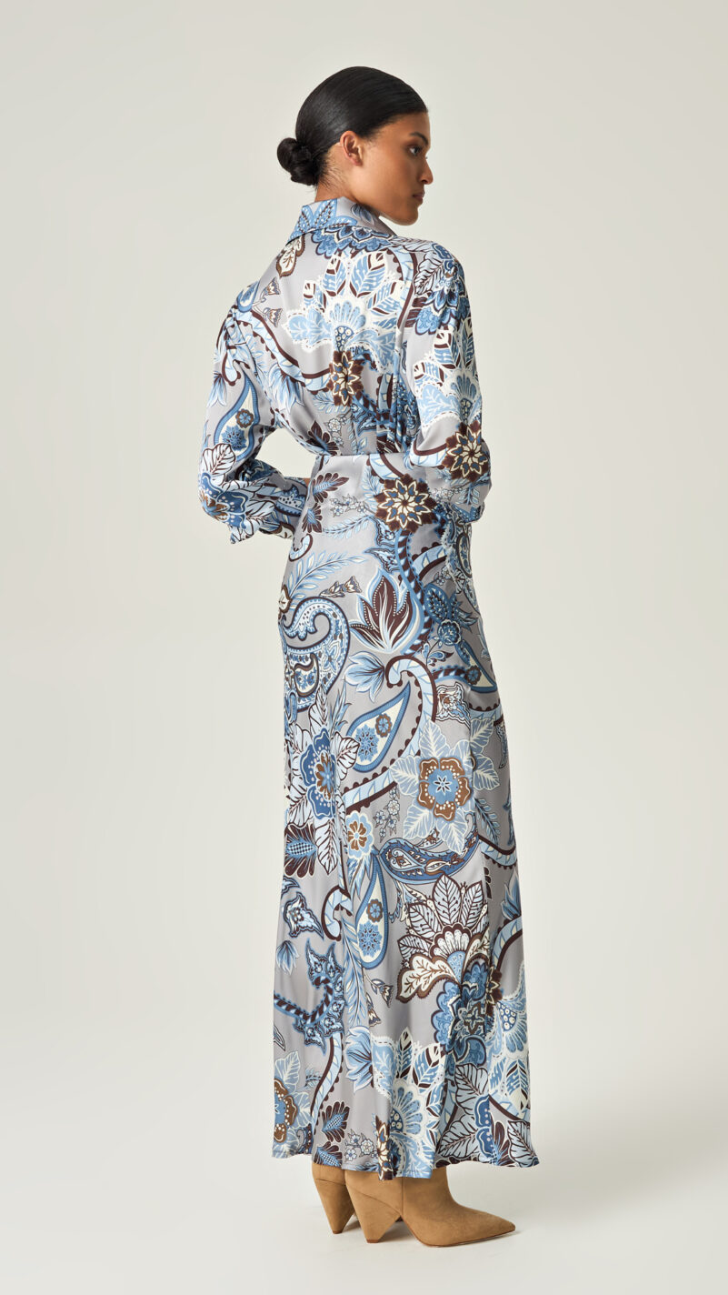 Eveleya AZURE GARDEN PAISLEY SATIN SKIRT - Image 2