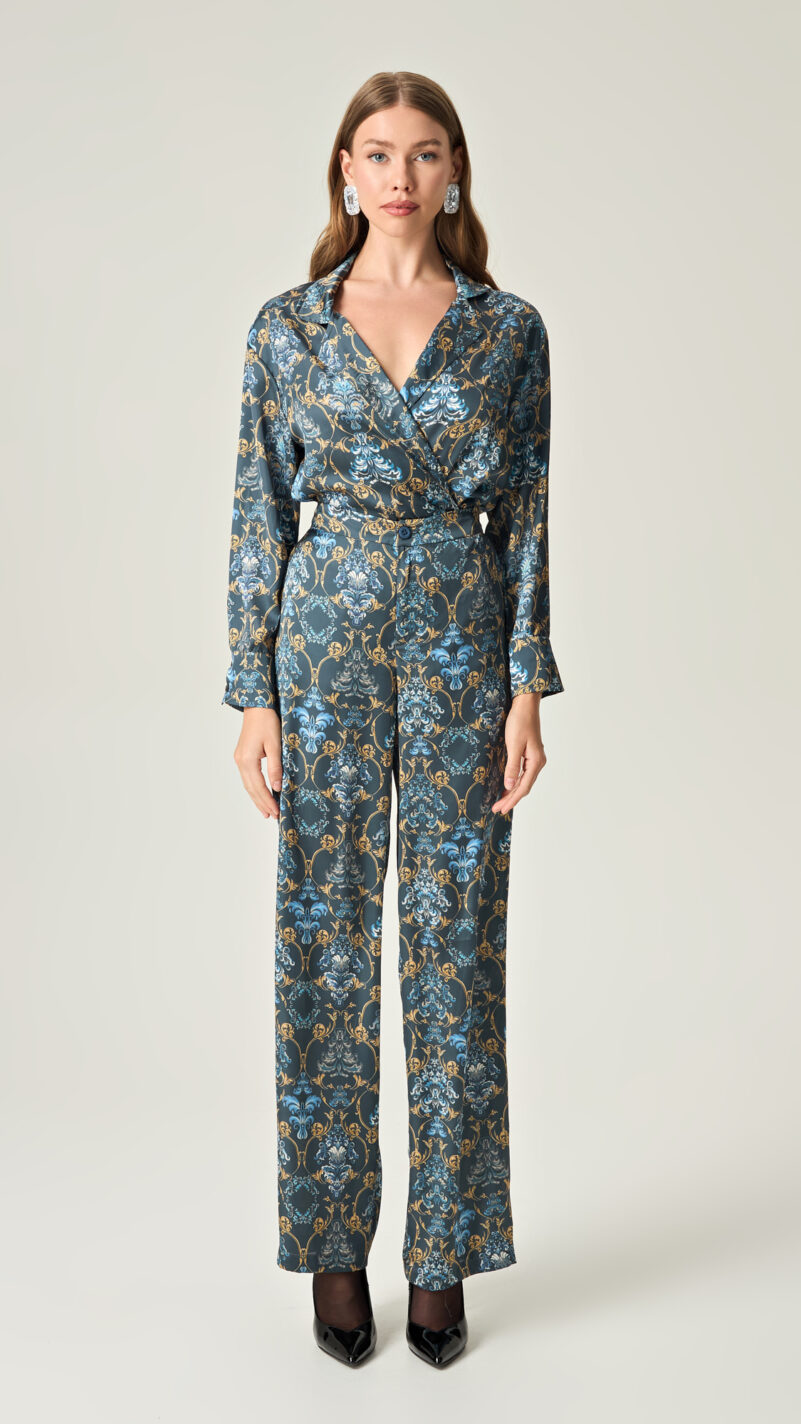 Eveleya REGAL REVERIE SATIN HIGH WAISTED PANTS