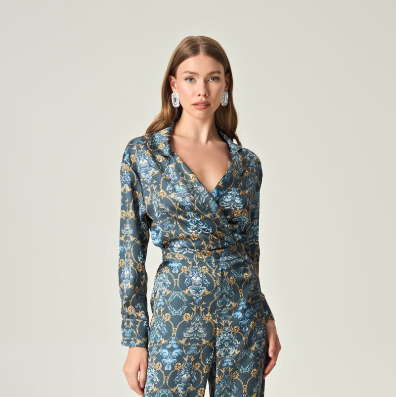 Eveleya REGAL REVERIE SATIN SHIRT