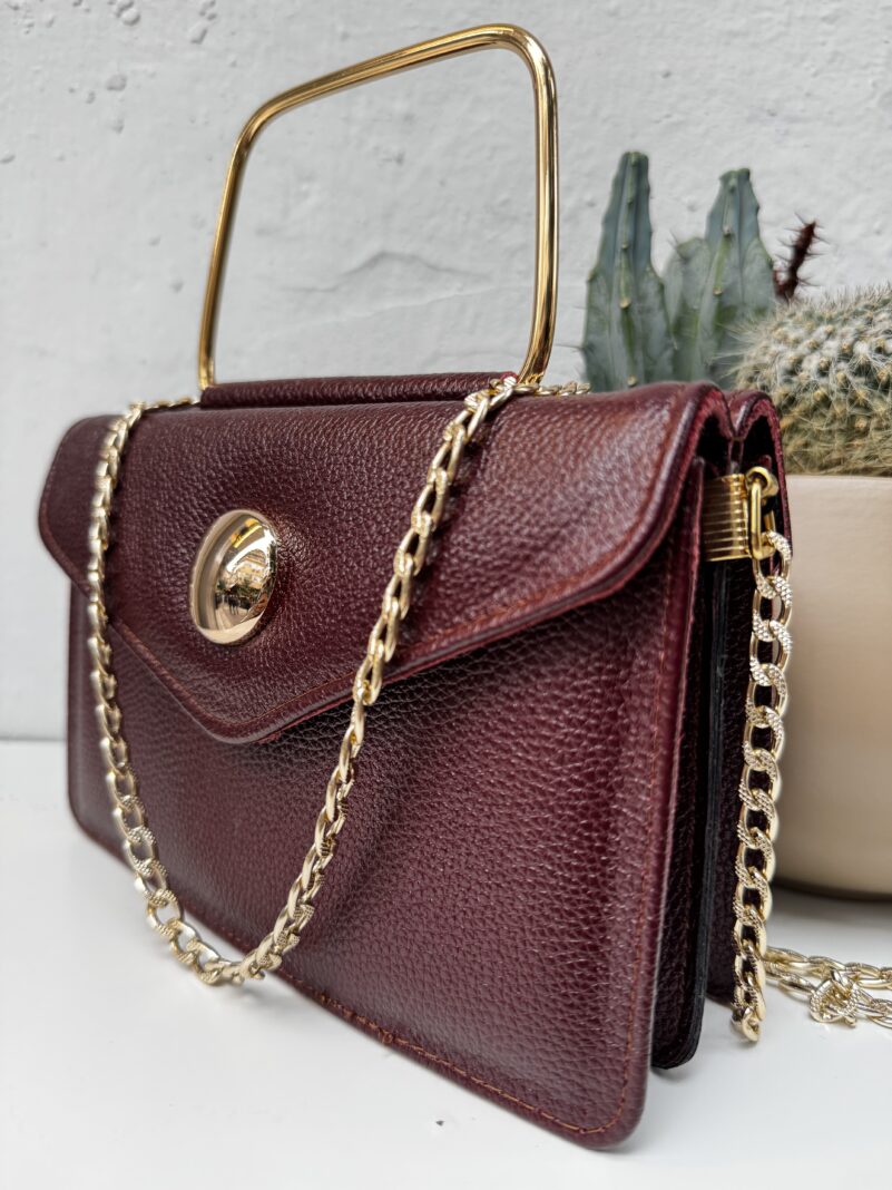 RM Celini leather bag burgundy - Image 4