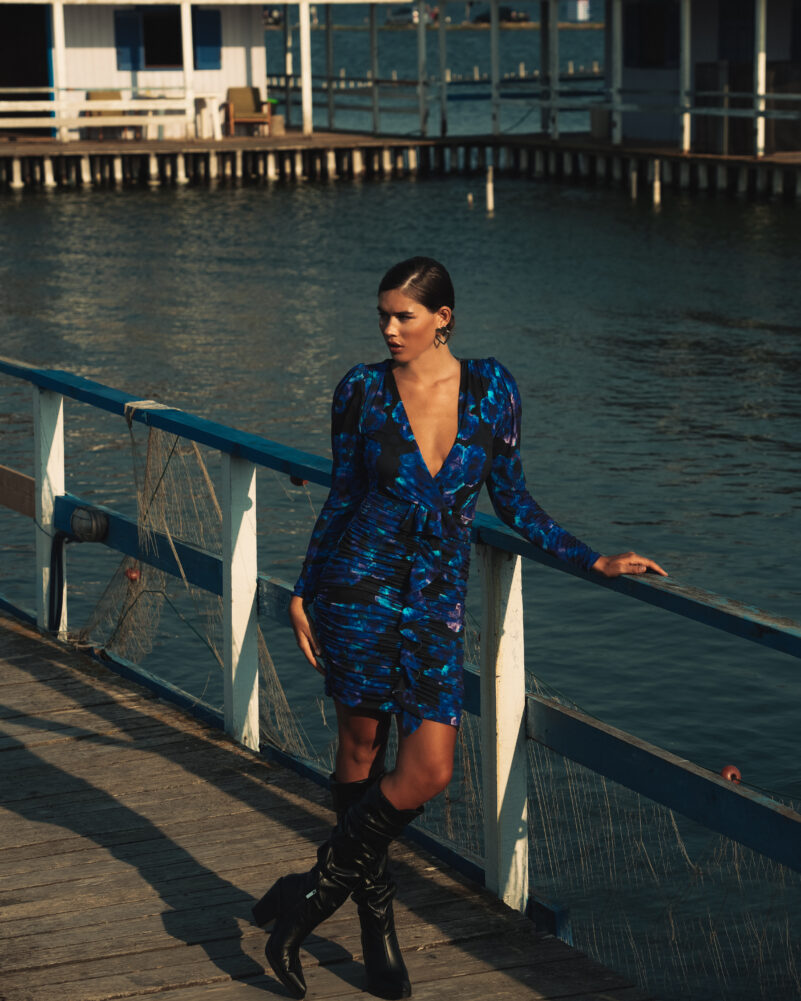 Mersevi Azure violets mini dress