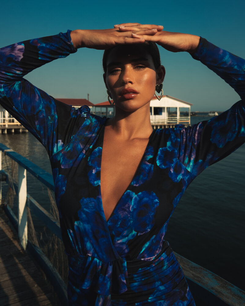 Mersevi Azure violets mini dress - Image 4