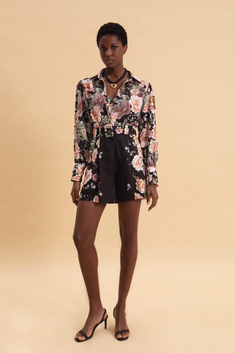Eveleya PEONIES LOVE LINEN SHORTS