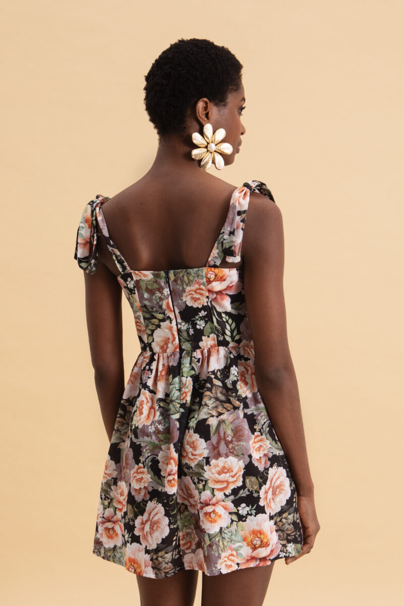 Eveleya PEONIES LOVE MINI LINEN DRESS - Image 2