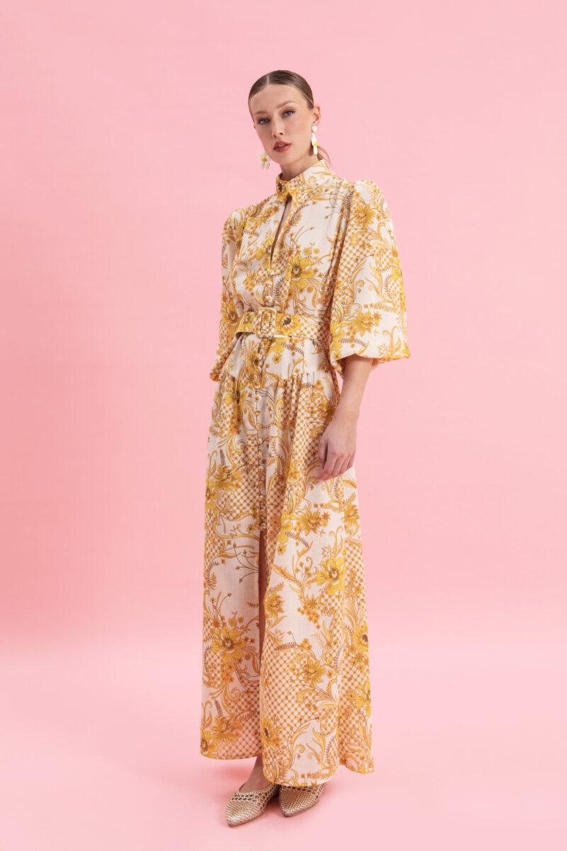Eveleya MARIGOLD MIDI LINEN DRESS