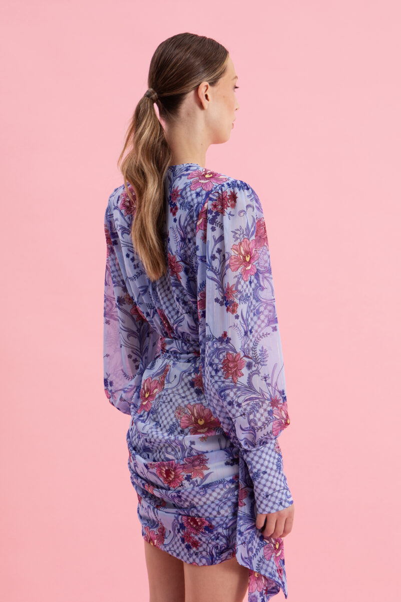 Eveleya BLUEBELL MINI DRESS WITH GOLD DETAILS - Image 3