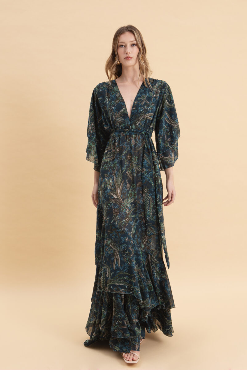 Eveleya MYSTIC FOREST MAXI DRESS WITH RUFFLES