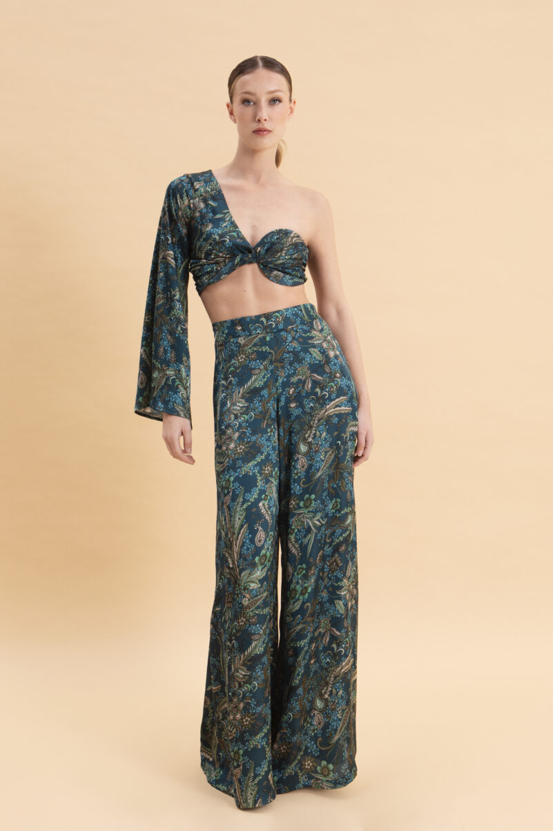 Eveleya MYSTIC FOREST ONE SHOULDER SATIN TOP - Image 3